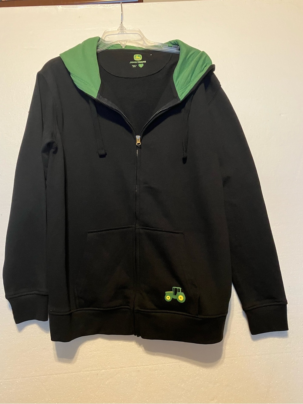 John Deere L black sweater hoodie pullover NWOT
